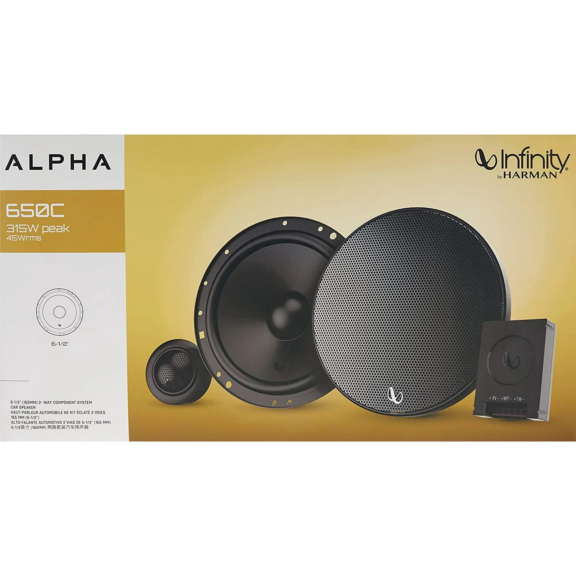 INFINITY ALPHA 650C 6-1/2 315W (160mm) Two Way Component Speaker System (Black) Cheap Sale With Mastercard