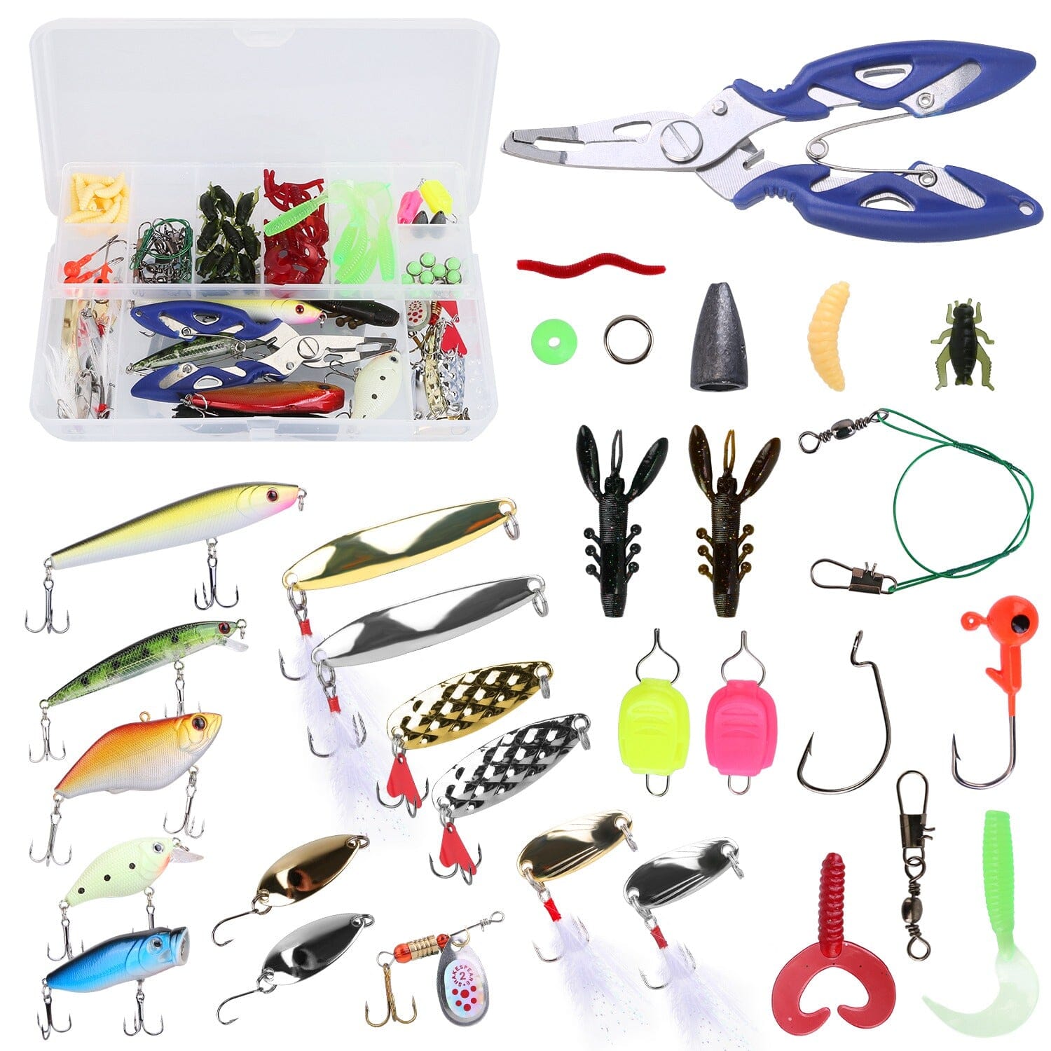 101-Pieces: Fishing Lure Kit Soft Plastic Fishing Baits Set with Soft Worms Crankbaits Box Cheap Online Online