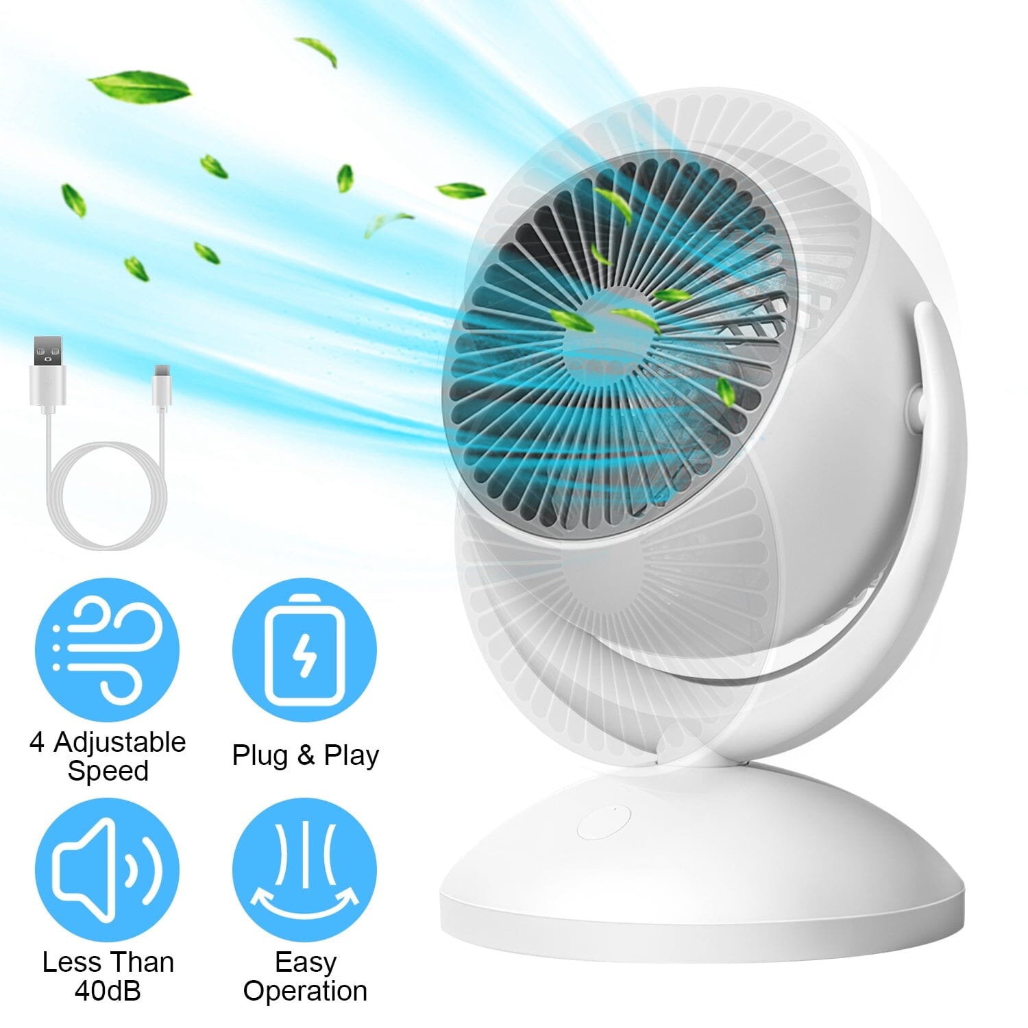 Desk Air Circulator Fan 4 Speed Adjustment Discount Explore