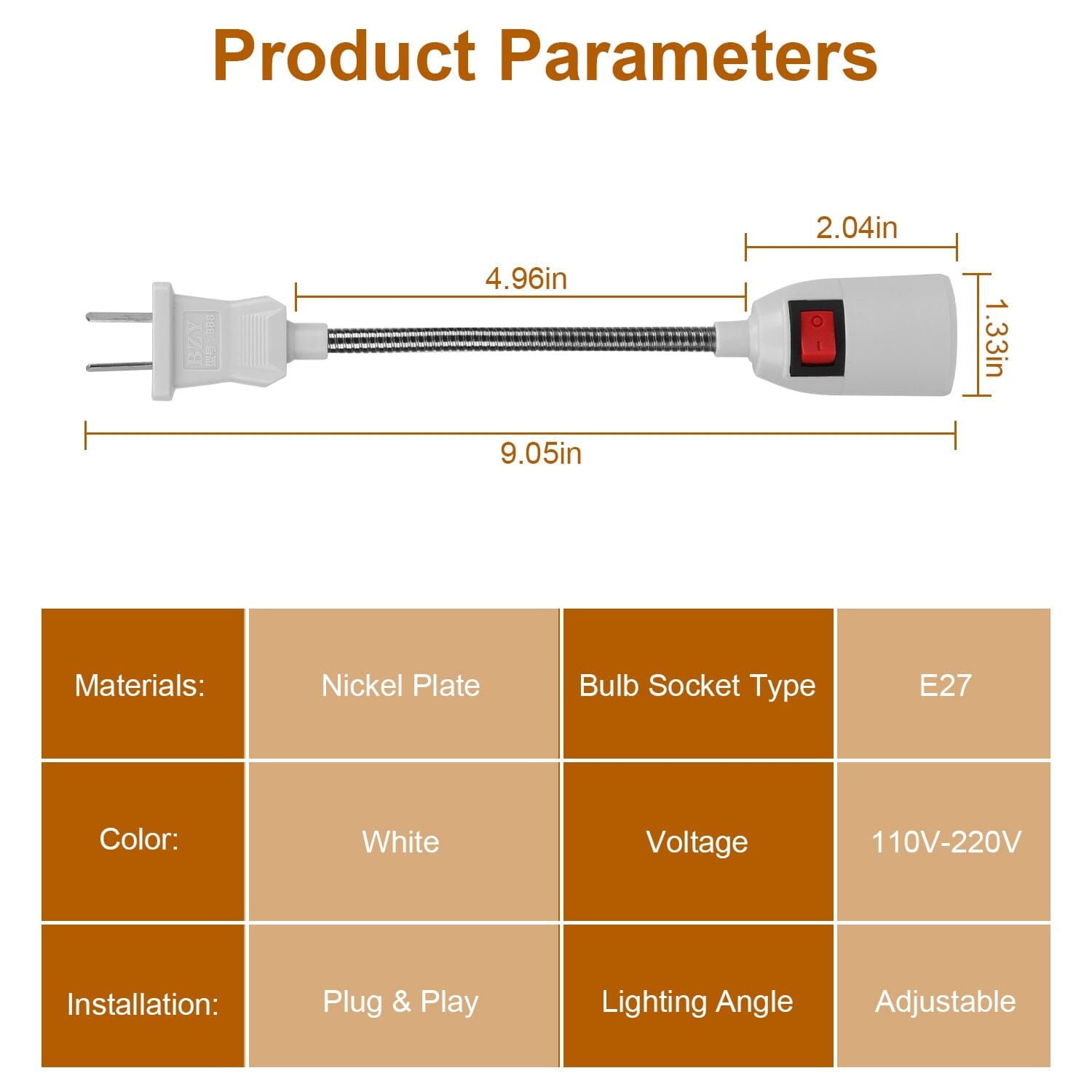 US Plug Extension Light Socket with On/Off Switch Buy Cheap 2025 Unisex