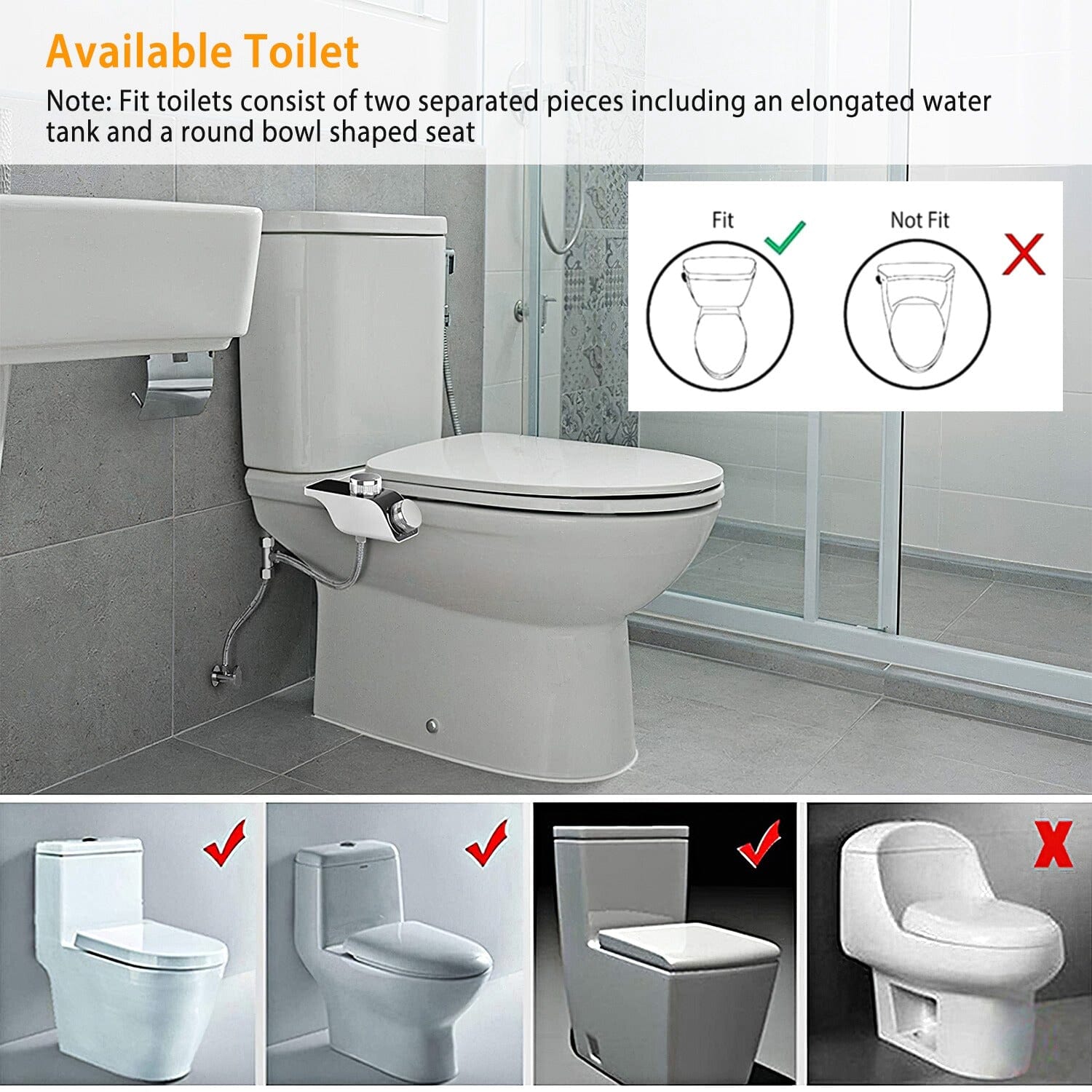 Bidet Attachment Non-Electric Fresh Water Sprayer with Self Cleaning Dual Nozzle Cheap Pice Outlet