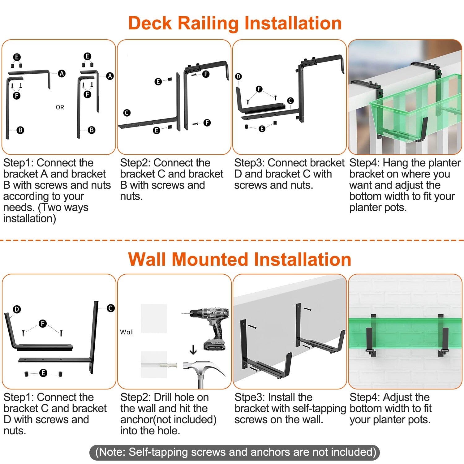 4-Piece: Adjustable Planter Box Brackets Cheap Pice Cost