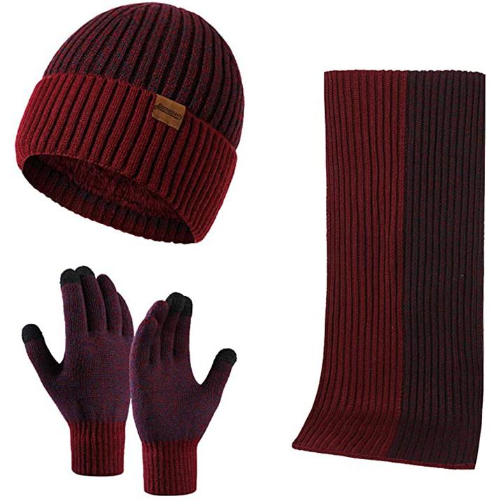 Men's Scarf and Beanie Hat Themal Gloves Set Sale Great Deals