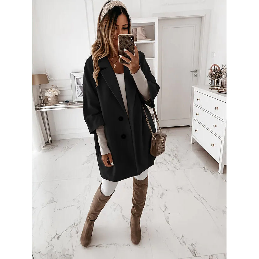 Women's Coat Shacket Jacket Long Sleeve Solid Color Oversized Clearance Low Pice Fee Shipping