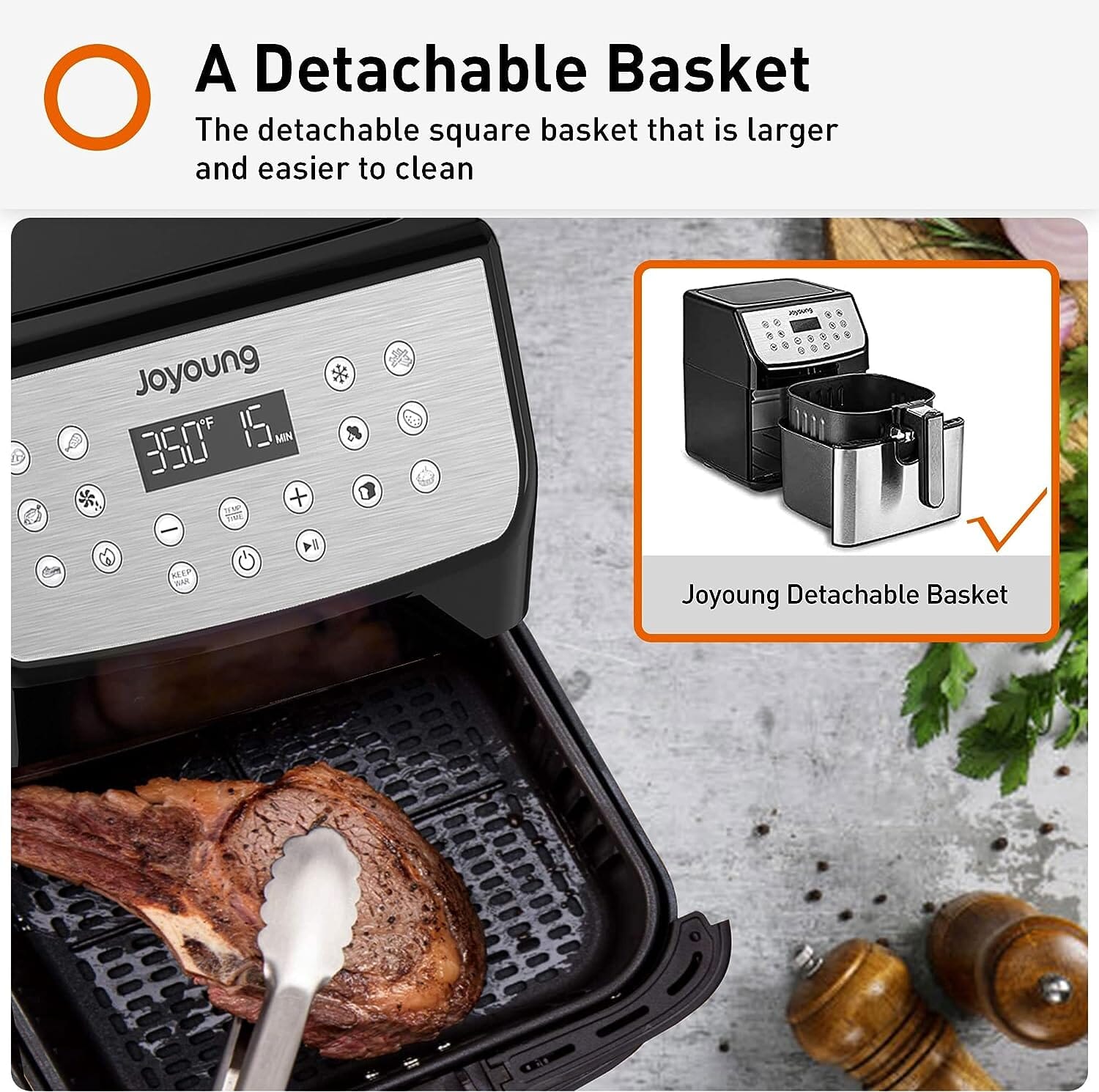 JOYOUNG Air Fryer 5.8QT Detachable Double Basket Air Fryer Free Shipping Online