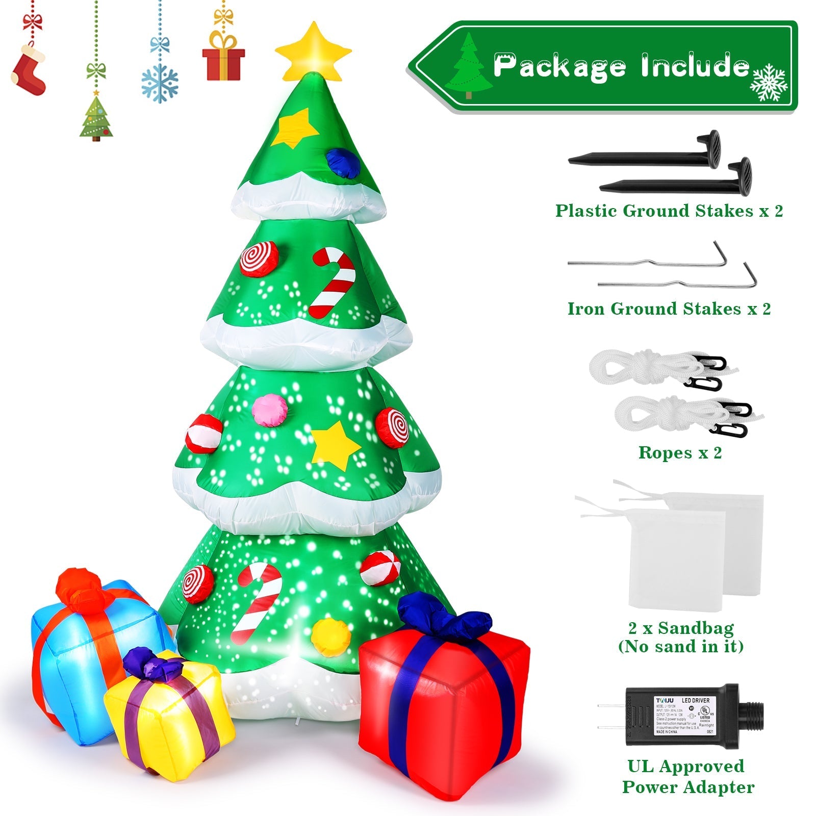 7 Ft. Inflatable Christmas Tree Santa Decor with LED Lights Outlet Cheap Pice