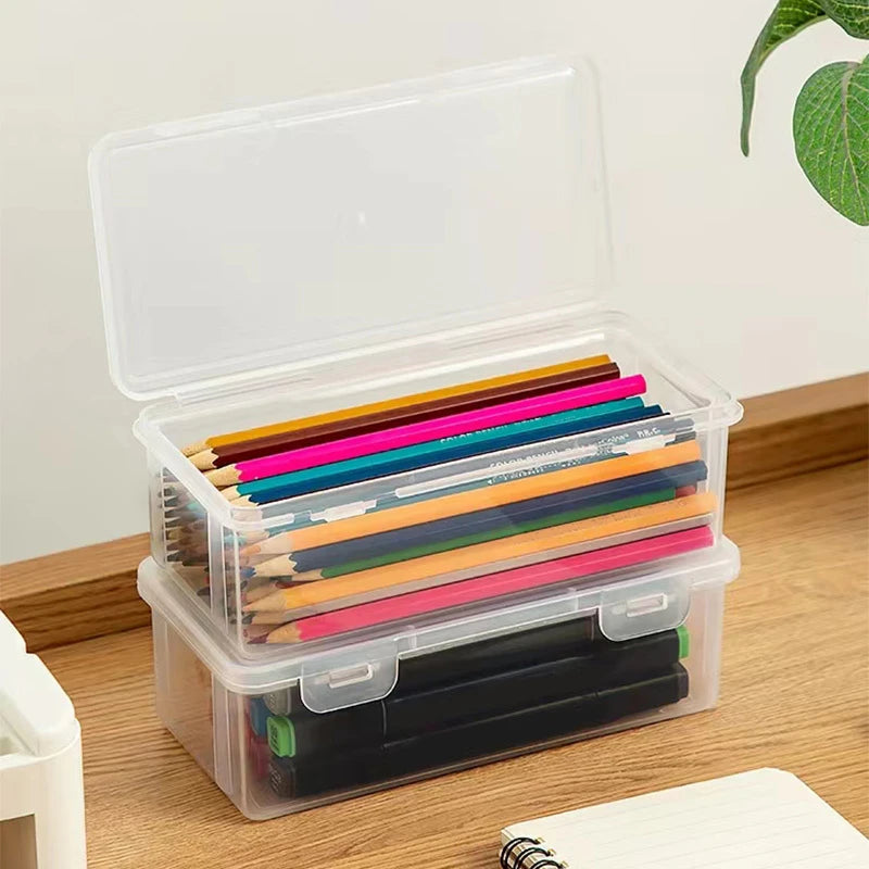 2-Pack: Extra Large Capacity Plastic Pencil Box Stackable Translucent Clear Pencil Box Shop Offer Online