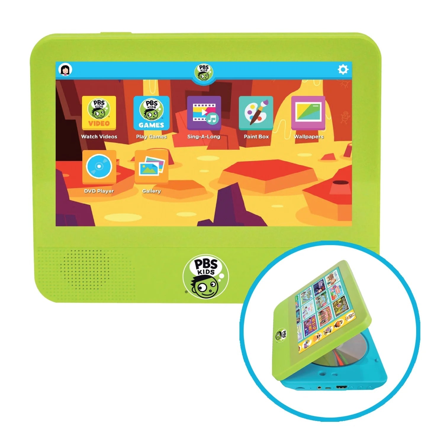 PBS Kids Playtime Pad PBDV704DVDB 7 Tablet with DVD - 1.3GHz -16 GB Storage - 1024 x 600 - Android 7.1 Free Shipping Cost