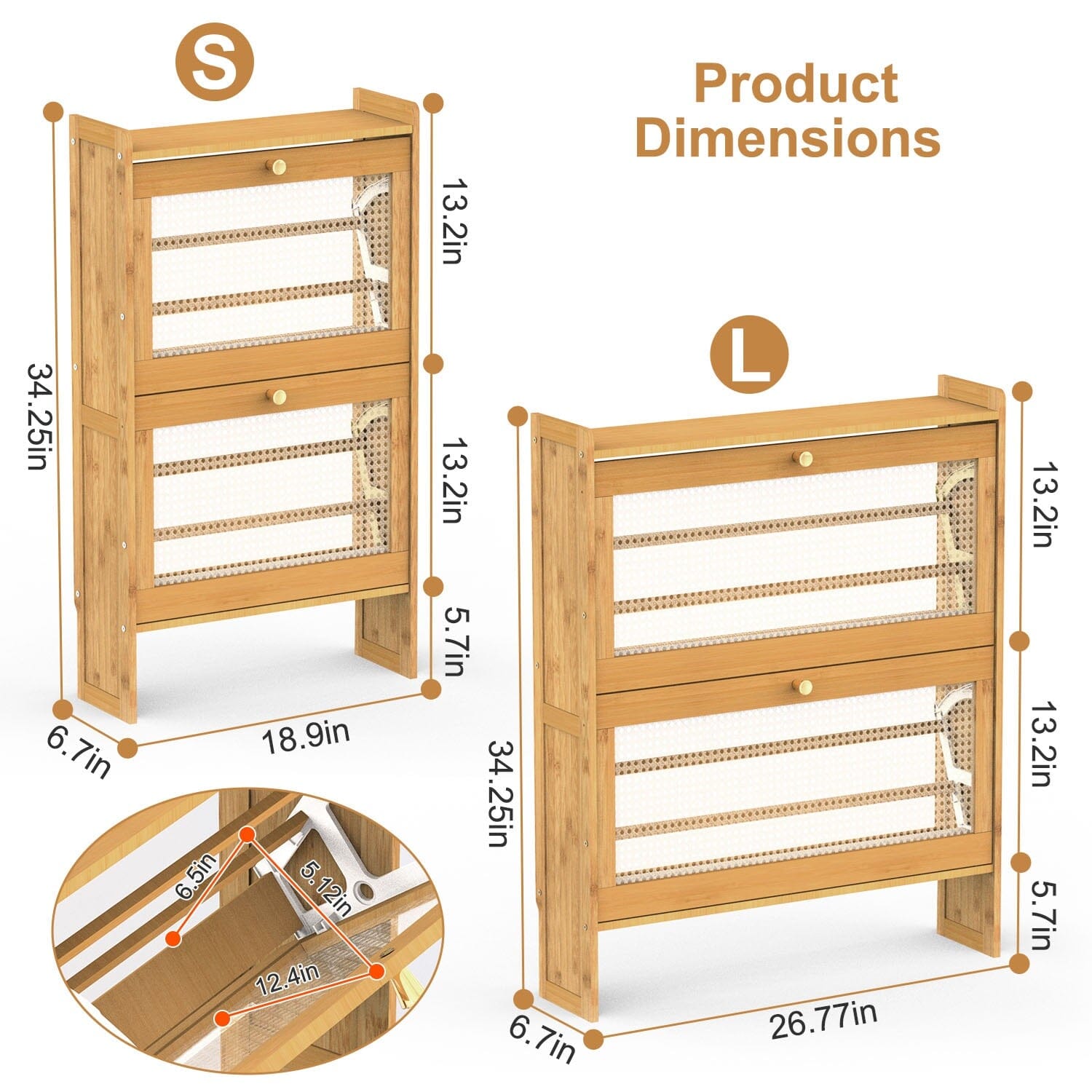 2-Tier Shoe Cabinet with 2 Flip Drawers Slim Bamboo Rack Narrow Shoe Organizer Largest Supplier For Sale