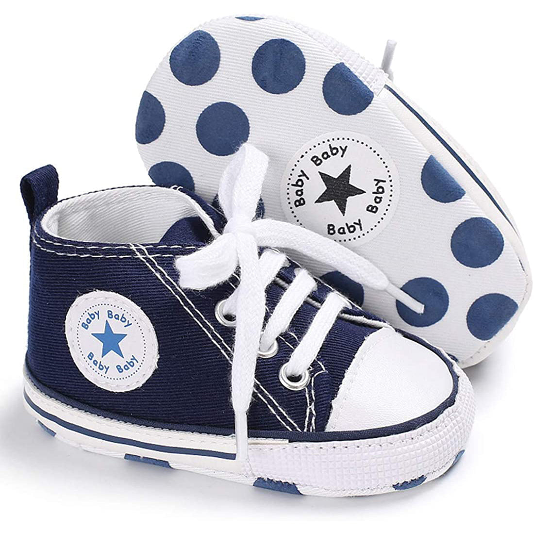 Unisex High Top Sneaker Soft Anti-Slip Sole Newborn Infant Denim Shoes Visit