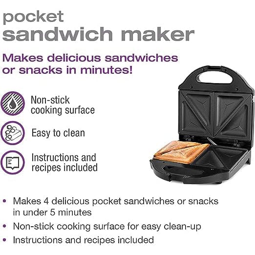 Salton Pocket Sandwich Maker - Black Quality Original