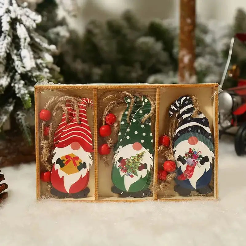 9-Pieces: Festive Christmas Wooden Hanging Box Original For Sale