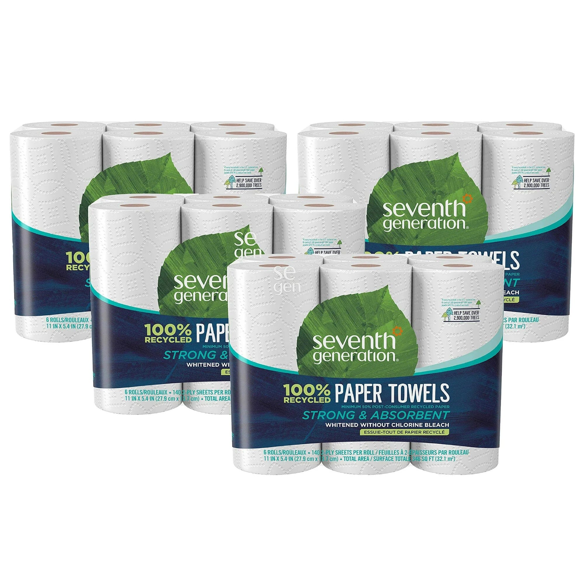 4-Packs: 2-Ply 6-Count Seventh Generation 100% Recycled Paper Towels Pay With Visa For Sale