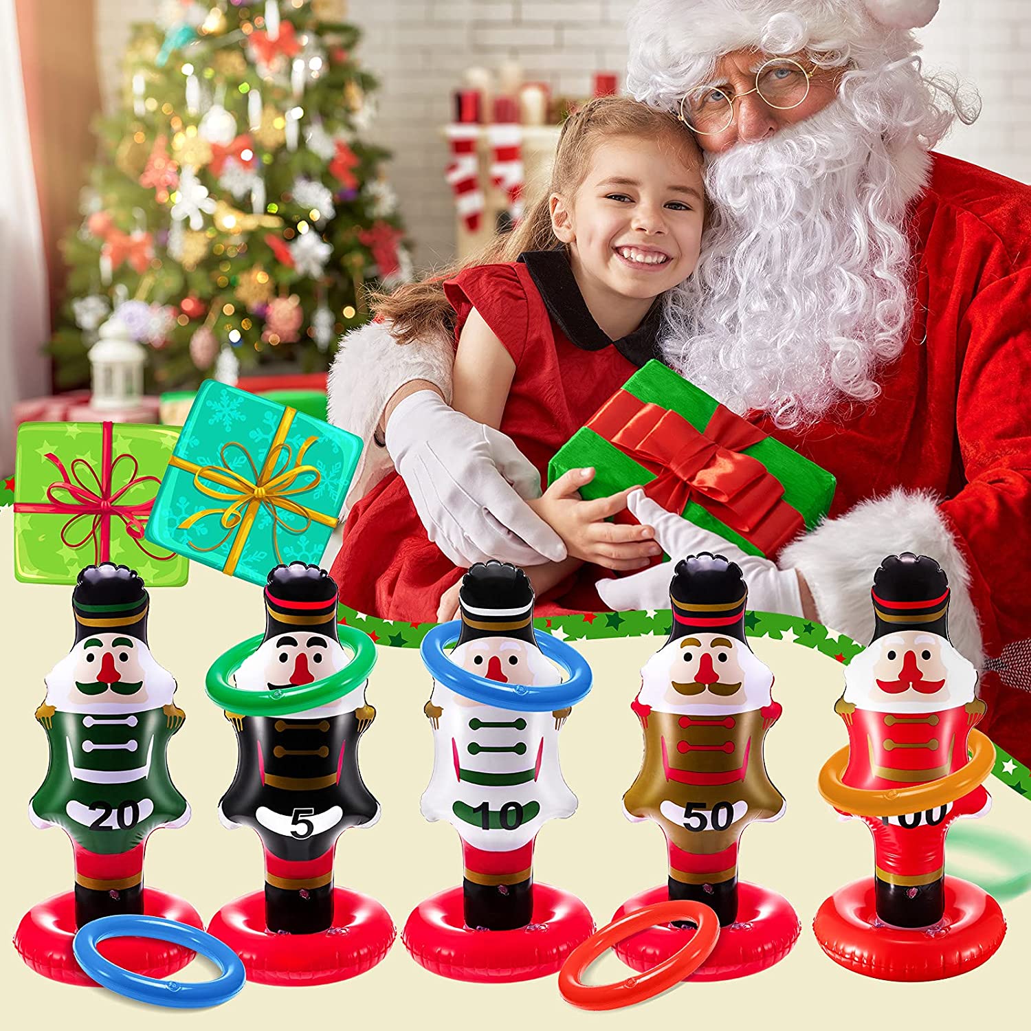 5-Pack: Christmas Nutcrackers Ring Toss Christmas Party Games Toys Discount Ebay