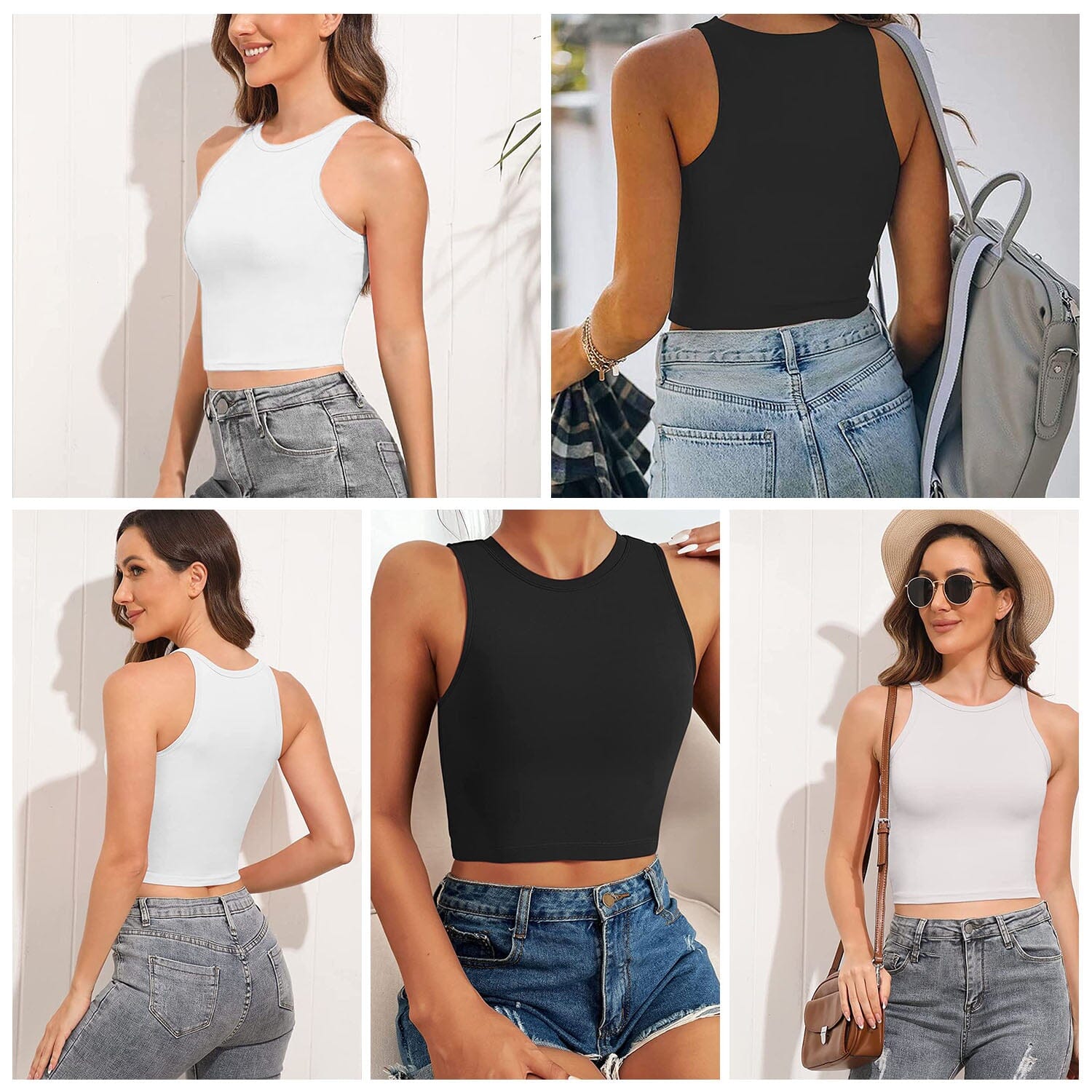 2-Piece: Women Sleeveless Cropped Tank top High Neck Cheapest Pice Sale Online