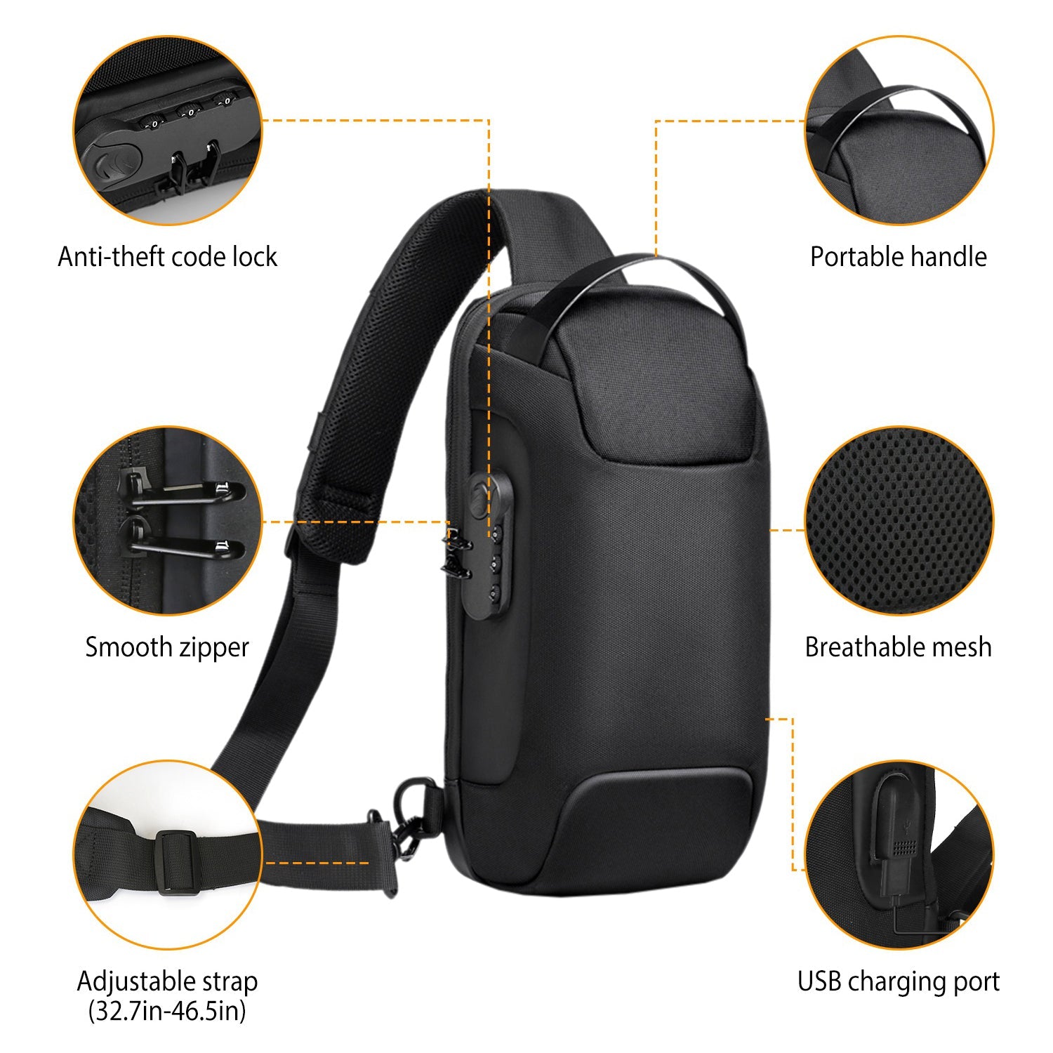 Men's Waterproof Anti-Theft Sling Backpack Free Shipping Fashion Style