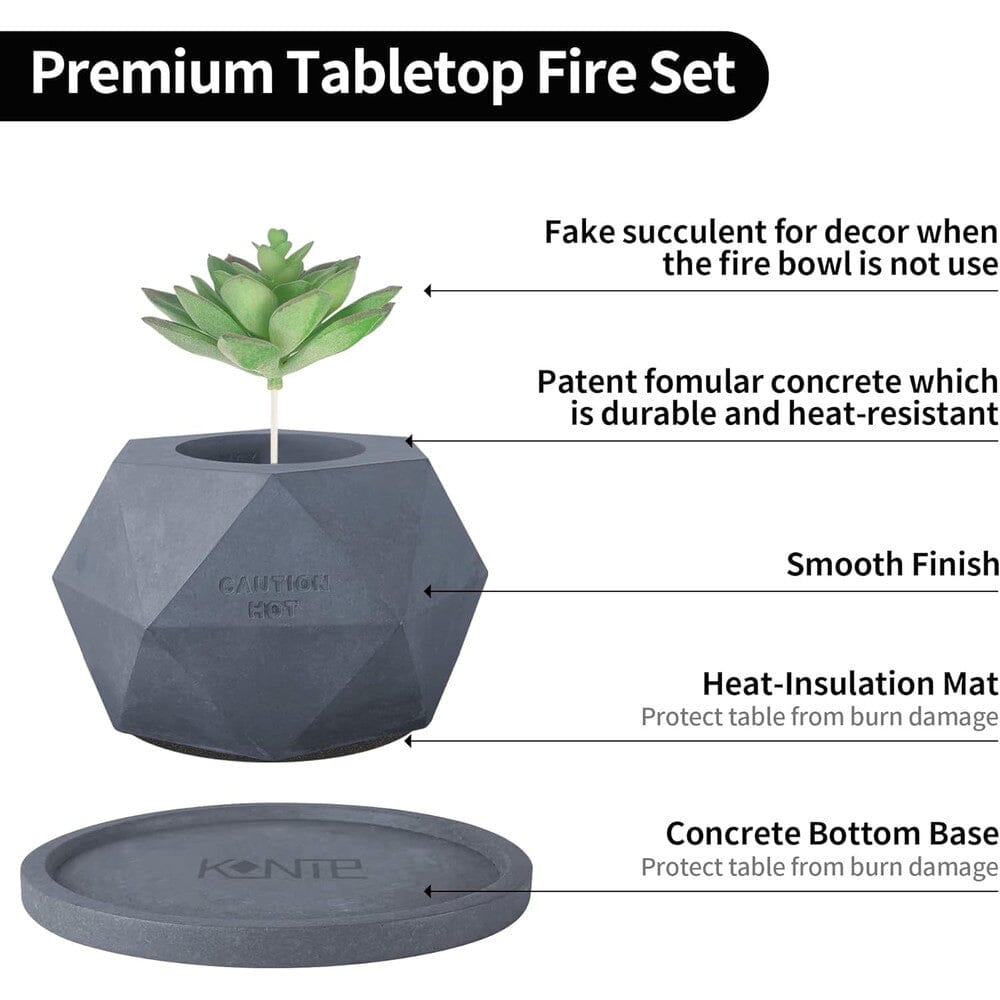 Kante Concrete Indoor and Outdoor Tabletop Fire Pit with 7.2 Dark Gray Base Cheap Sale With Mastercard