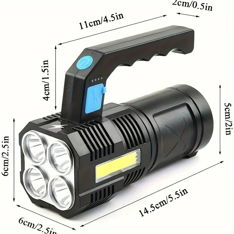 Tactical LED Flashlight, 800mAh Rechargeable Via USB, High-Power Light With 4-Mode Output Clearance Fast Delivery