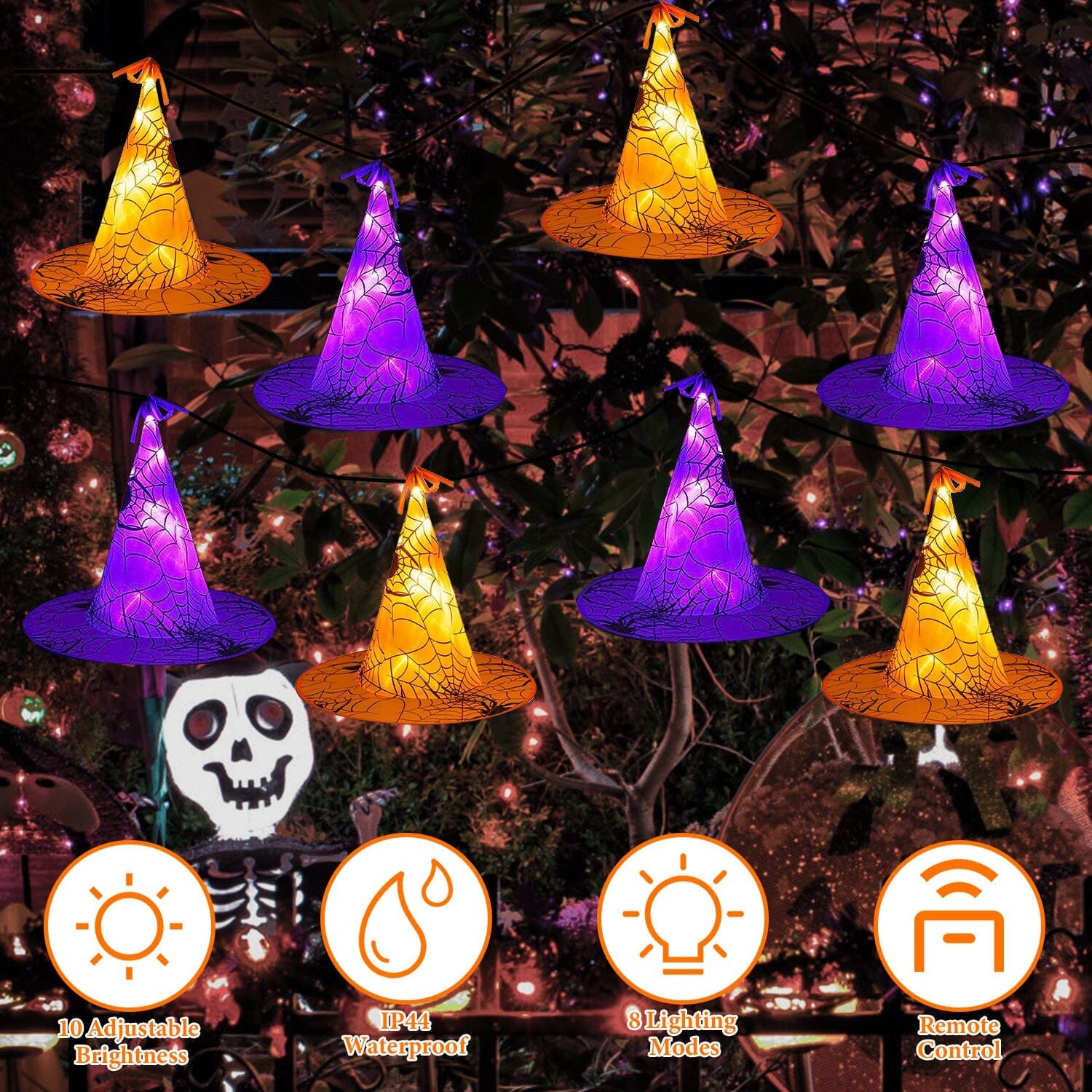 8-Pack: 13ft Witch Hat Hanging String LED Light For Sale Free Shipping