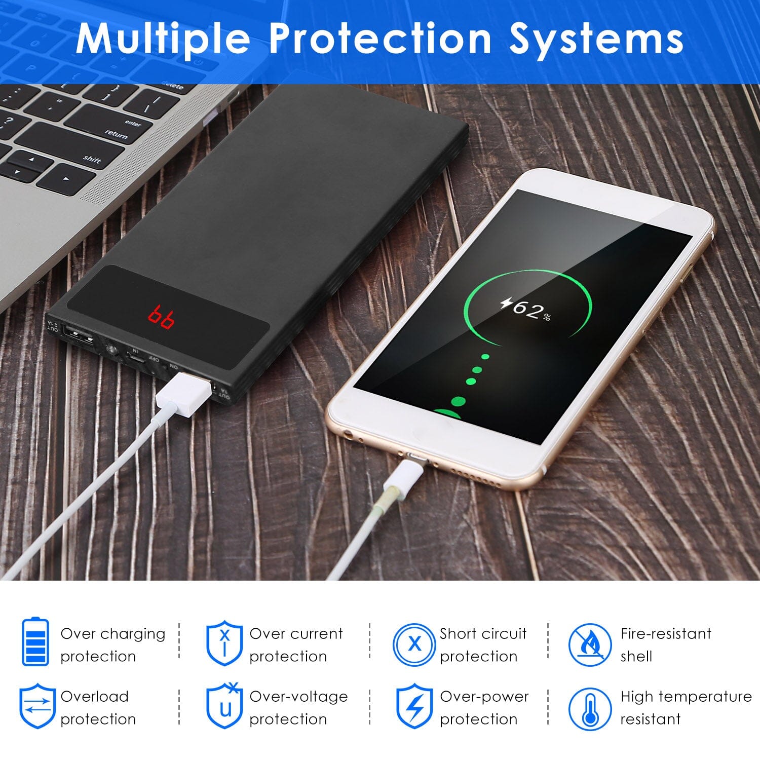 20,000mAh Power Bank Ultra-thin External Battery Pack With Mastercard