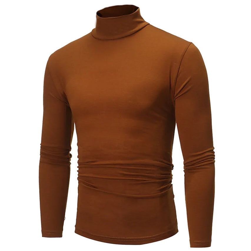 Men's Pure Color T-Shirt Thermal Mock Turtleneck Long Sleeve Tops Best Pices Online