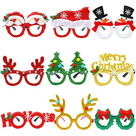 9-Pieces: Christmas Glitter Party Glasses Frame Cheap Sale Now