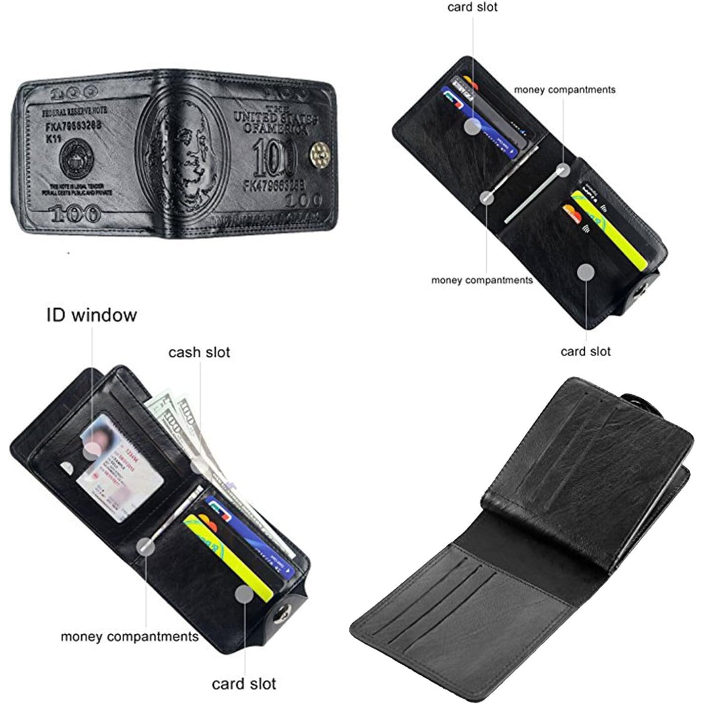 Men's USD Bill Wallet Billfold Leather Credit Card Photo Holder Outlet Store Locations