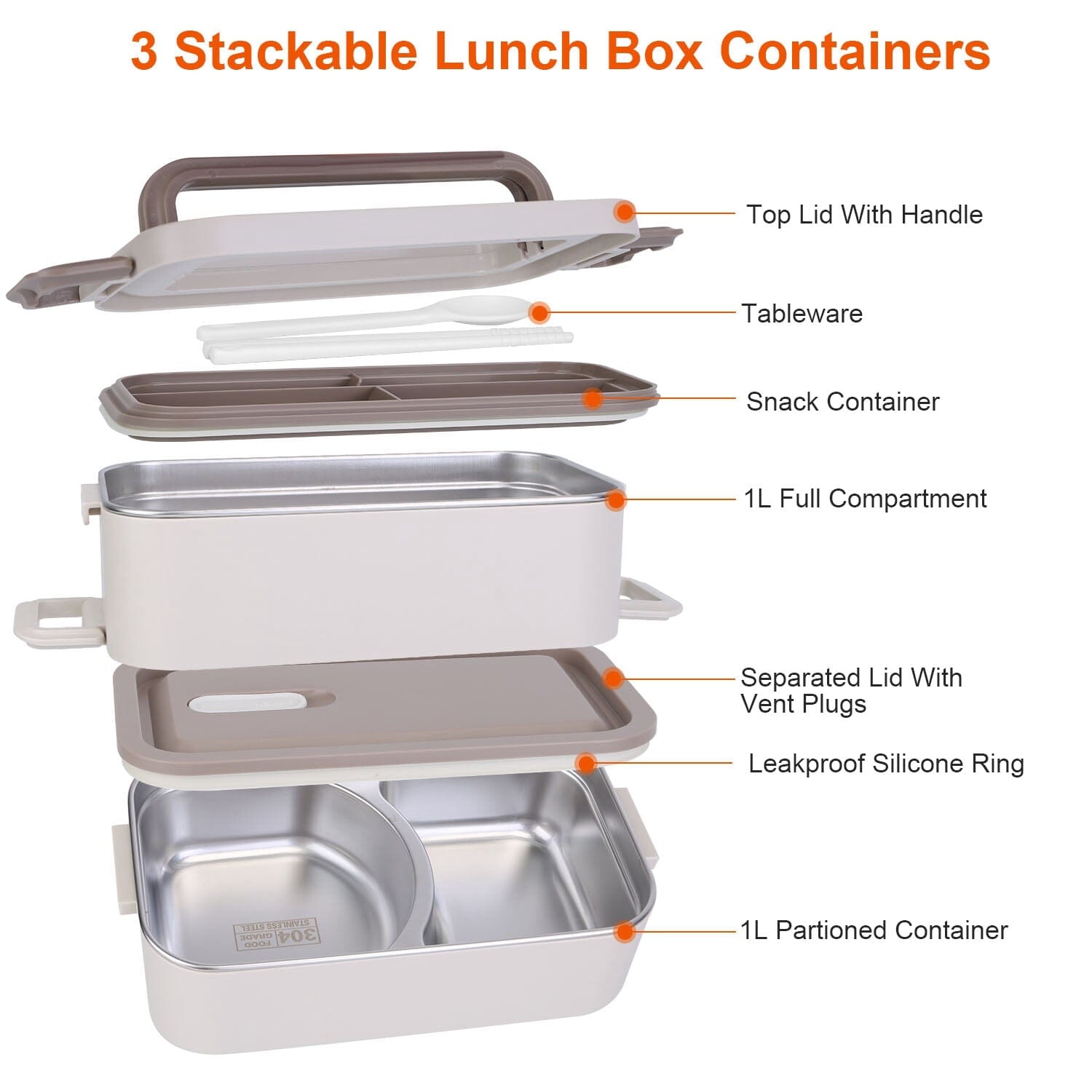 Bento Lunch Box 3 Stackable Food Container with Chopsticks and Spoon Discount 2025 New