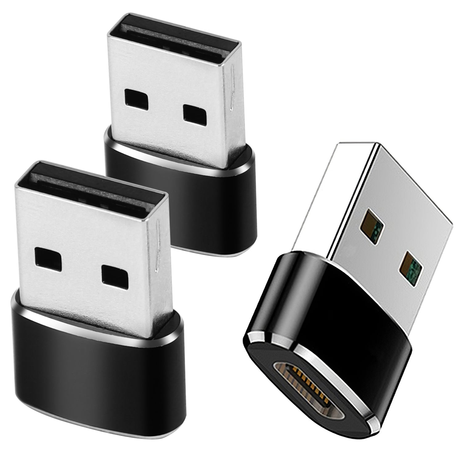 3-Pack: USB C Type-C Female to USB Type A Male Port Converter Outlet View