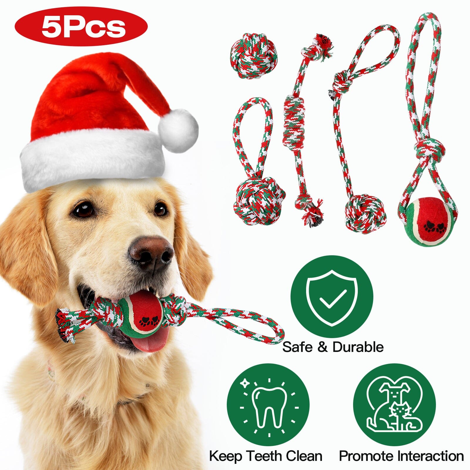 5-Pieces: Christmas Dog Rope Chew Toys Cheap Sale From China