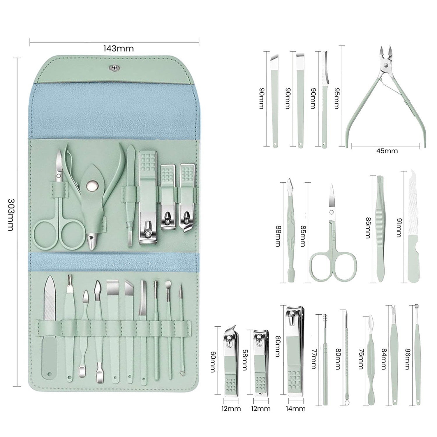 16-Piece: Stainless Steel Professional Manicure Pedicure Facial Set Grooming Kit with Leather Case Cheap Very Cheap