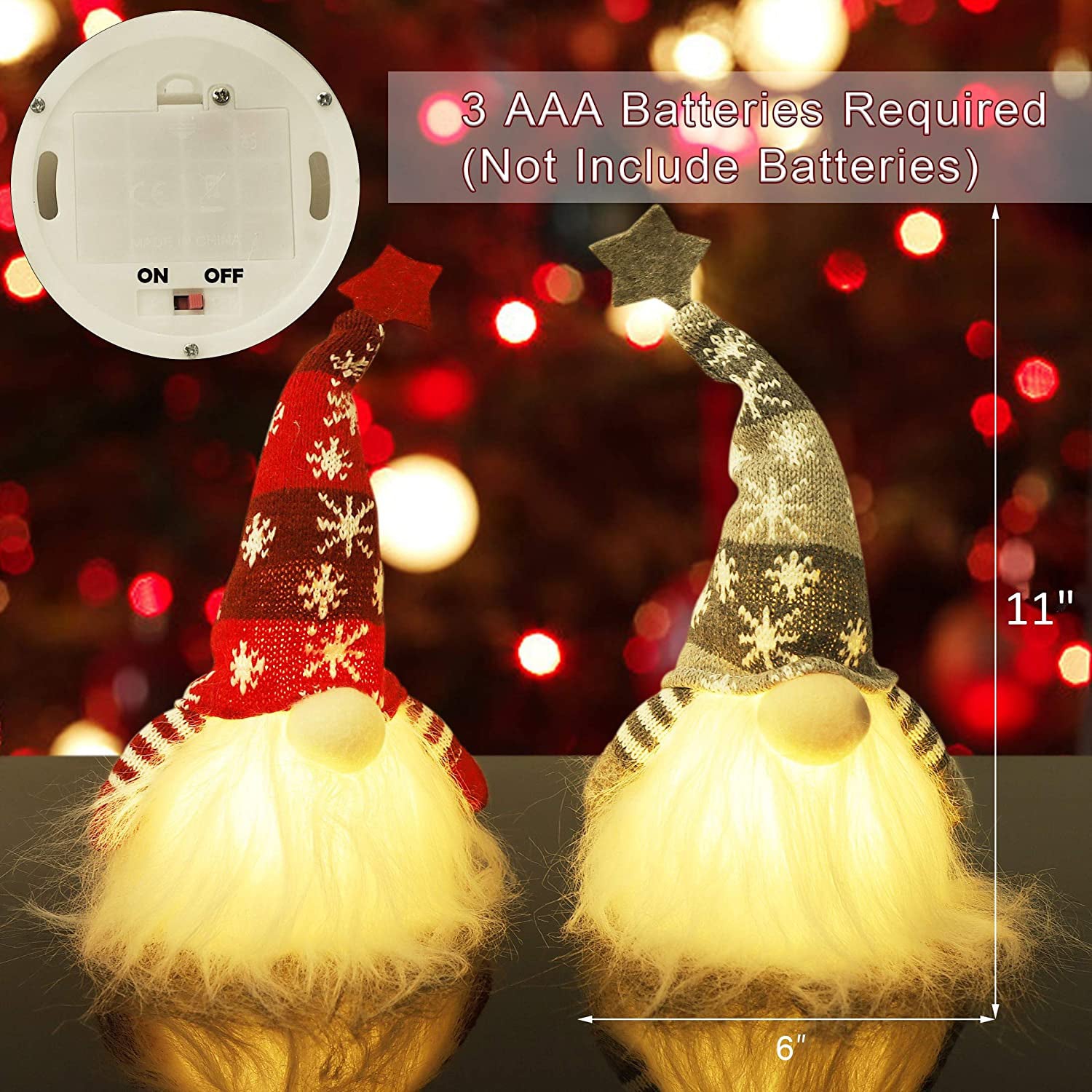 2-Pieces: 11 Lighted Christmas Gnome Santa Quality Free Shipping Outlet