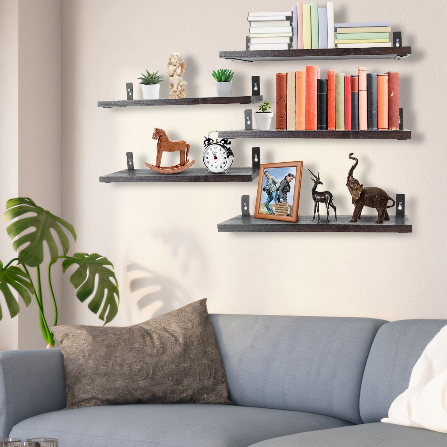 6-Piece Set: Wall Mounted Shelve Wood Storage Metal Bracket Display Free Shipping Exclusive