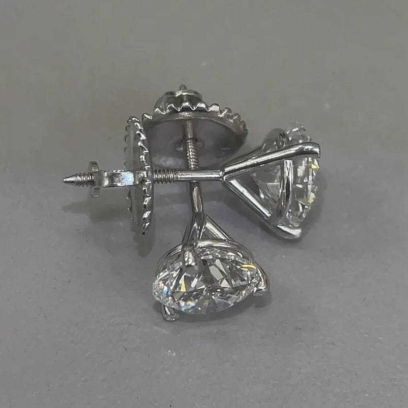 Diamond Stud Earrings F VS2 Round 4 Carat Lab Created 14K White Gold Screw Back Outlet Cheap Online