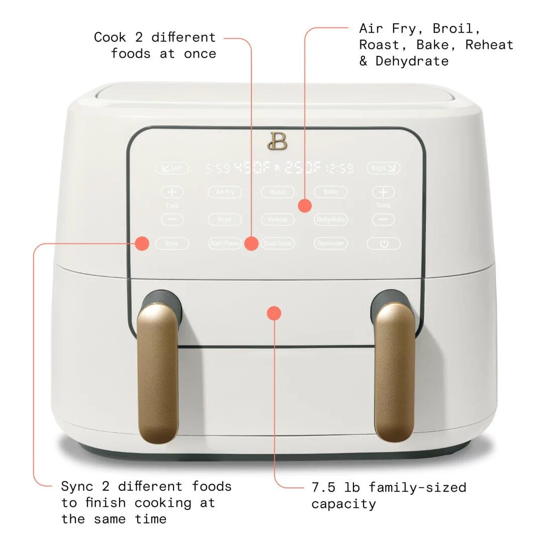 Beautiful 9 QT TriZone Air Fryer White Icing by Drew Barrymore Outlet 2025 New