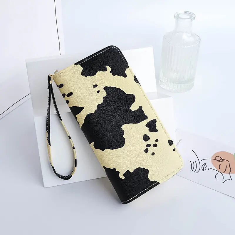 Women's Cute Versatile Faux Leather Cow Print Long Wallet Largest Supplier For Sale