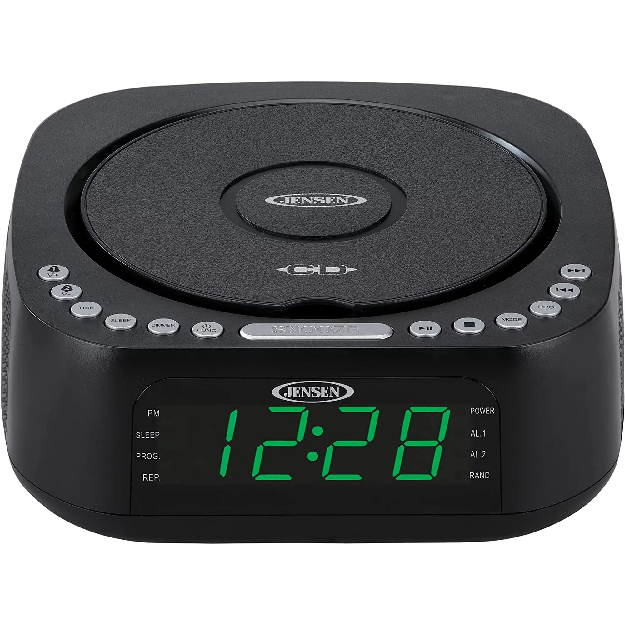 Jensen JCR-375 BLK Green LED CD/MP3 Clock Radio USB charge (Black) Cheap Best Seller