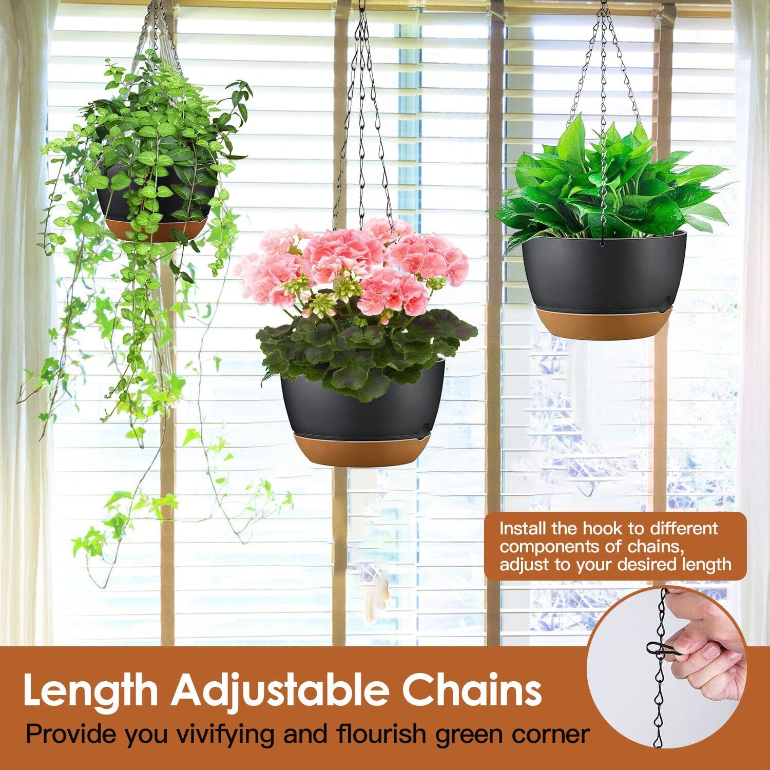 4-Piece: 9.64 Diameter Hanging Planter with Drainage Holes Free Shipping Cheap Pice