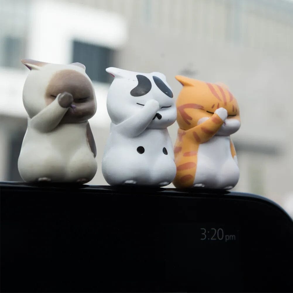 3-Pack: Cute Cat Figurines Miniature Cartoon Animal Decor For Sale Top Quality