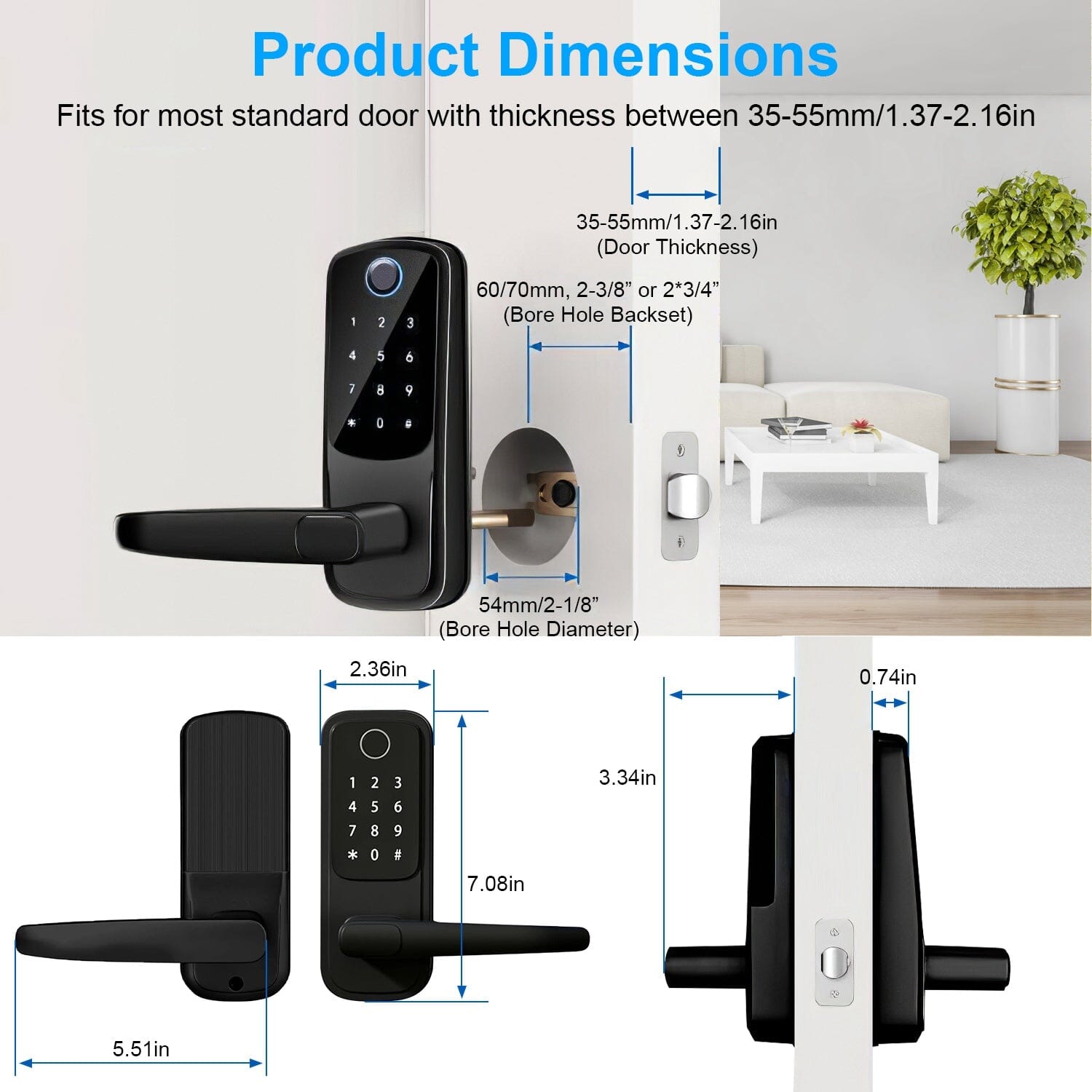 Smart Door Lock with Handle Fingerprints Passcode Keys Fobs App Control Discount Sale Online