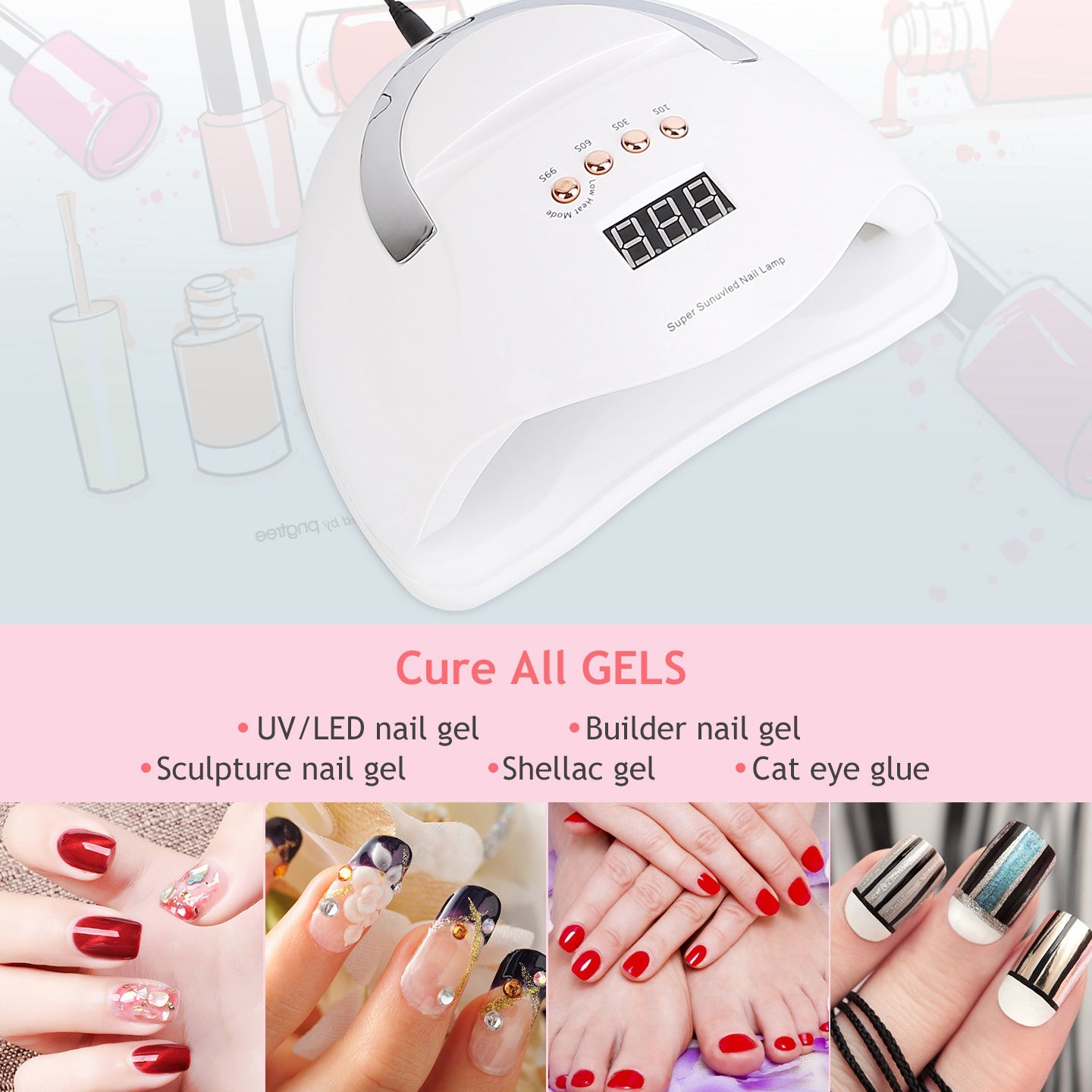 220W UV LED Nail Lamp Gel Polish Dryer Visit New