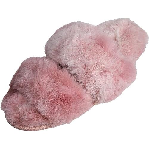 Roxoni Fuzzy House Slippers for Women Comfortable Furry Spa Cozy Slip On Open Toe Where To Buy Cheap Real