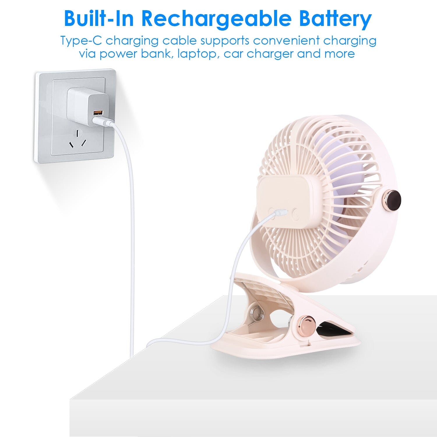 Portable Quiet Rechargeable Clip-On Fan Buy Online