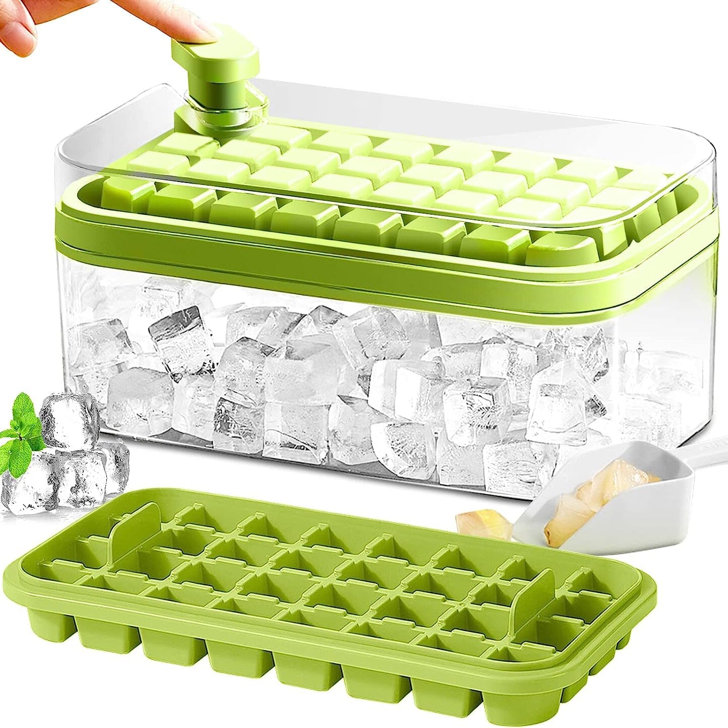 101oz. Ice Cube Tray Set - 64 Pcs Silicone Ice Cube Tray With Lid & Bin Newest For Sale