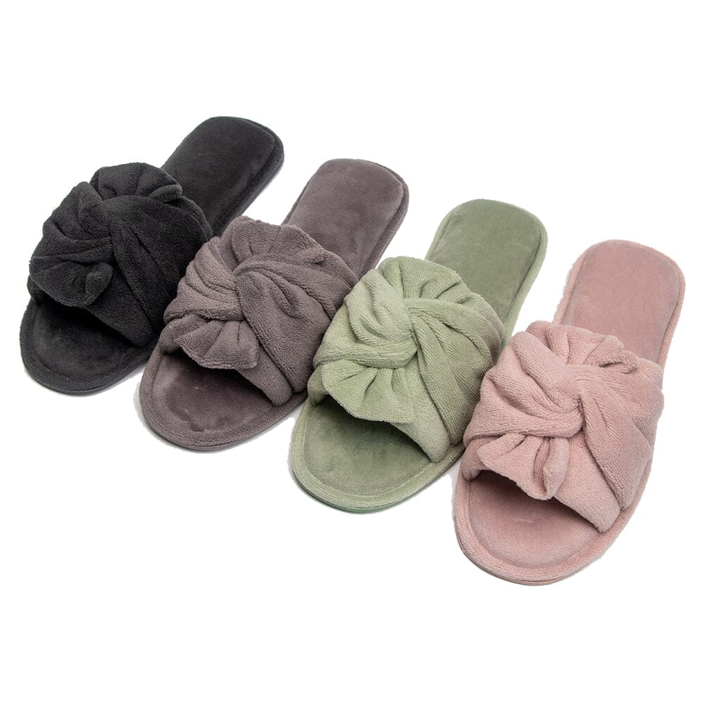 Roxoni Women's Indoor Twist Ribbon Plus Open Toe House Slippers Free Shipping Comfortable