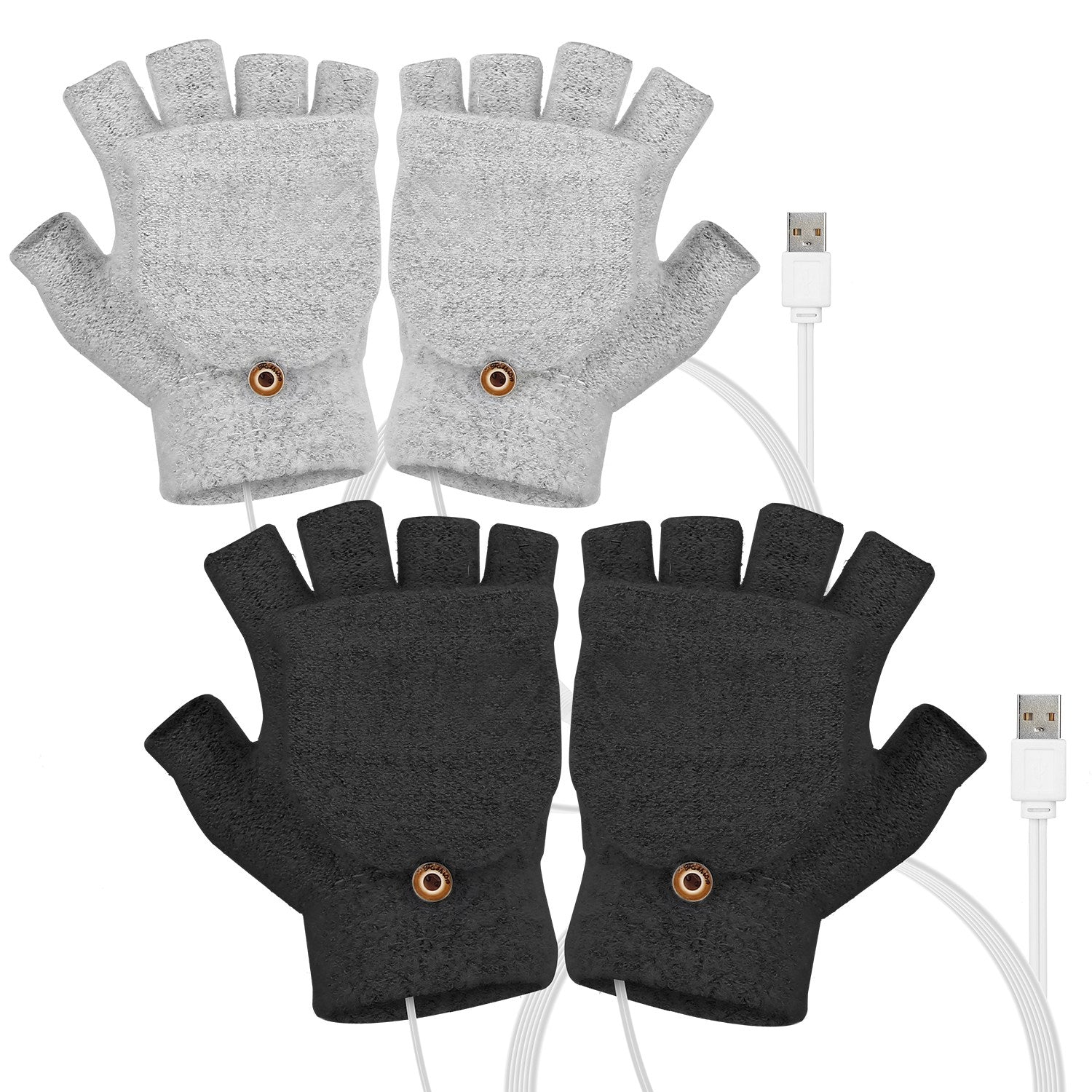 USB Wool Heated Half Fingerless Gloves Wiki Sale Online