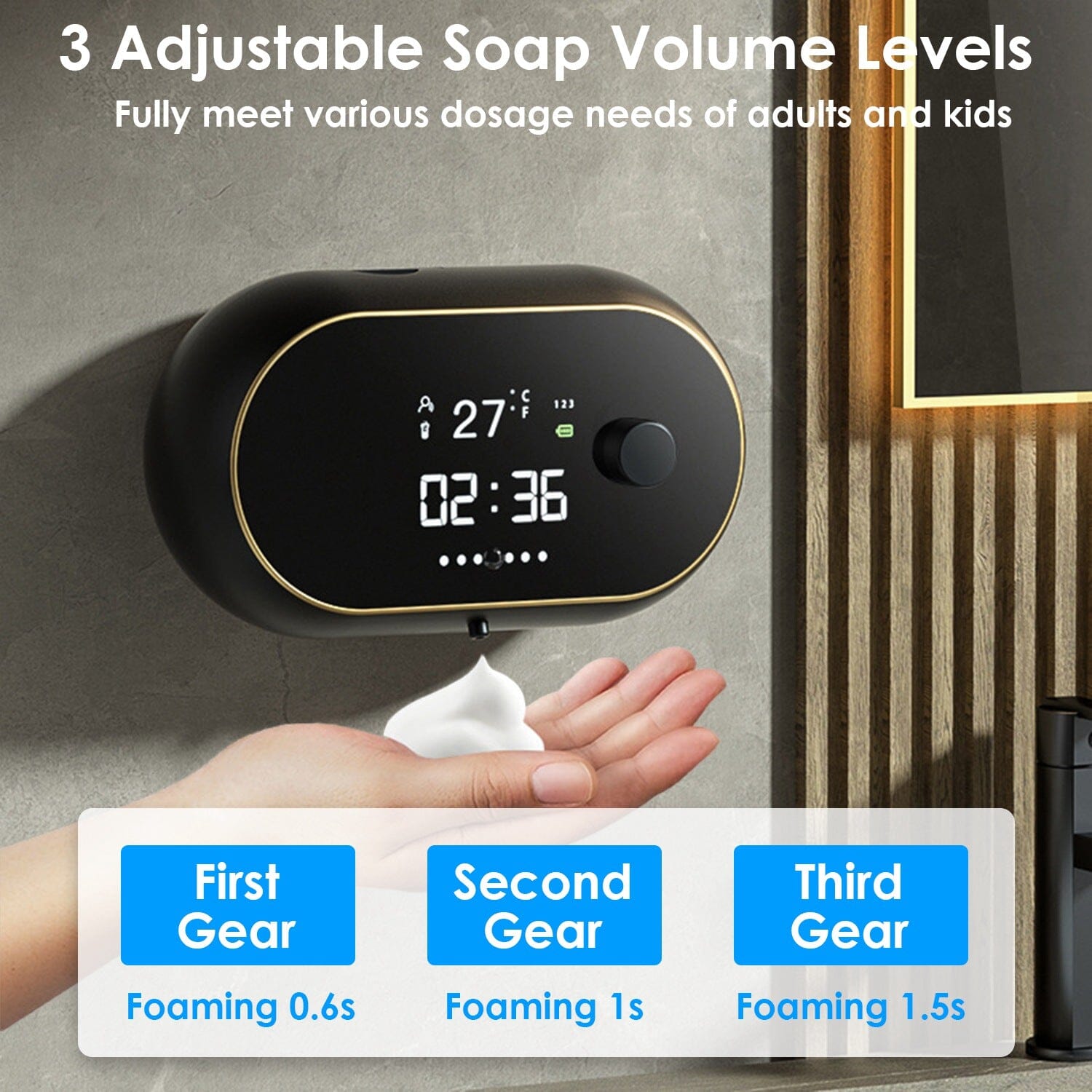 Automatic Soap Dispenser Wall Mounted Hand Free with Clock Temperature Best Place Sale Online