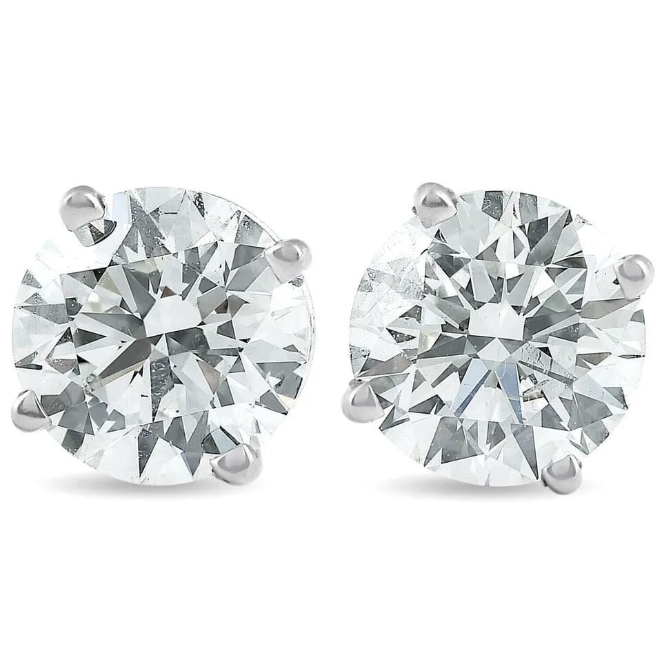 2Ct TW Round Lab Grown Diamond Studs 14K White Gold with Screw Backs Cheap Newest