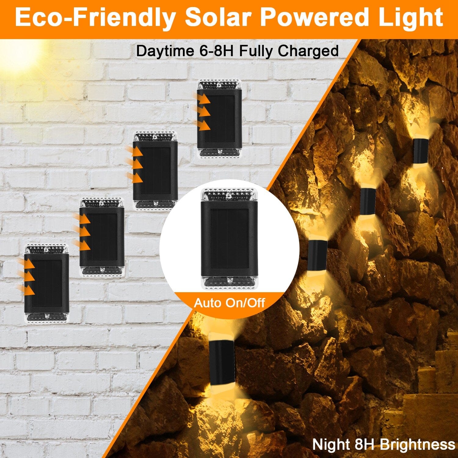 4-Pack: Solar Powered Wall Sconce Light IP55 Rechargeable Optical Sensor Lamp Outlet Pay With Paypal