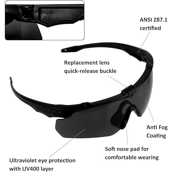 ToopMount Tactical Eyewear Anti Fog, ANSI Z87.1 Shooting Glasses with 3 Interchangeable Lens (Refurbished) Buy Cheap Wholesale Pice